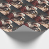St. Bernard mit dem Weihnachtsmann Weihnachten Geschenkpapier (Ecke)