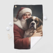 St. Bernard mit dem Weihnachtsmann Weihnachten Golfhandtuch (Insitu)