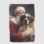 St. Bernard mit dem Weihnachtsmann Weihnachten Golfhandtuch (Vorderseite)