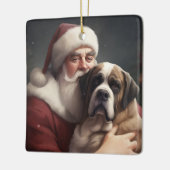 St. Bernard mit dem Weihnachtsmann Weihnachten Keramikornament (Links)