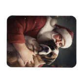 St. Bernard mit dem Weihnachtsmann Weihnachten Magnet (Horizontal)