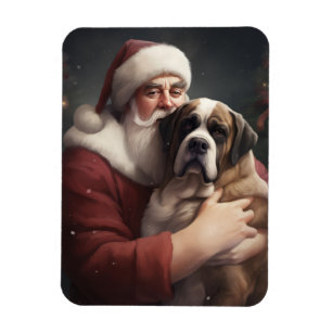 St. Bernard mit dem Weihnachtsmann Weihnachten Magnet