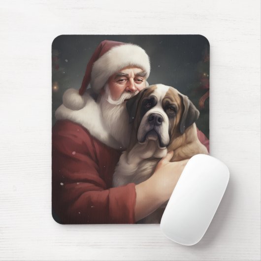 St. Bernard mit dem Weihnachtsmann Weihnachten Mousepad (Mit Mouse)