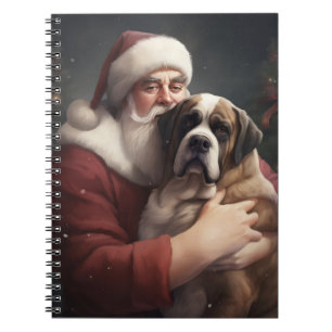 St. Bernard mit dem Weihnachtsmann Weihnachten Notizblock