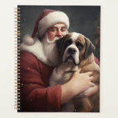 St. Bernard mit dem Weihnachtsmann Weihnachten Planer (Vorderseite)