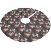 St. Bernard mit dem Weihnachtsmann Weihnachten Polyester Weihnachtsbaumdecke (Schrägansicht)