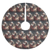 St. Bernard mit dem Weihnachtsmann Weihnachten Polyester Weihnachtsbaumdecke (Vorderseite)