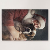 St. Bernard mit dem Weihnachtsmann Weihnachten Puzzle (Horizontal)