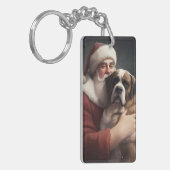 St. Bernard mit dem Weihnachtsmann Weihnachten Schlüsselanhänger (Vorderseite links)