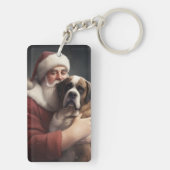 St. Bernard mit dem Weihnachtsmann Weihnachten Schlüsselanhänger (Rückseite)