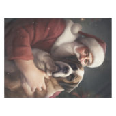 St. Bernard mit dem Weihnachtsmann Weihnachten Tischdecke (Vorderseite (Horizontal))