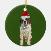 St. Bernard mit Weihnachtsgespenst Santa Keramik Ornament (Vorne)