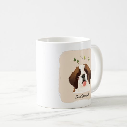 St. Bernard Pet Dog Illustration Portrait Kaffeetasse (VorderseiteRechts)
