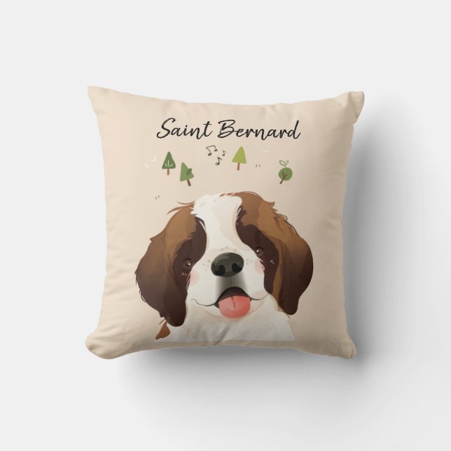St. Bernard Pet Dog Illustration Portrait Kissen (Vorderseite)
