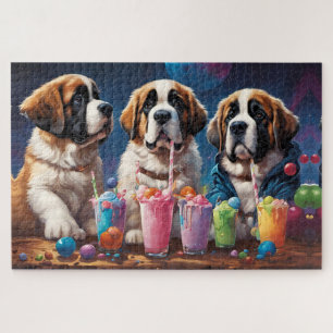 St. Bernard Puppies Party und Milchshakes Puzzle