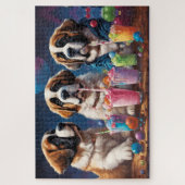 St. Bernard Puppies Party und Milchshakes Puzzle (Vertikal)
