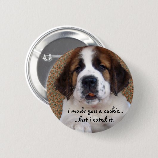 St Bernard Puppy Cookie Button (Vorne & Hinten)