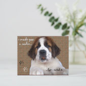 St Bernard Puppy Cookie Postkarte (Stehend Vorderseite)