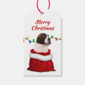 St. Bernard Puppy in Santa Bag Geschenkanhänger (Vorderseite)