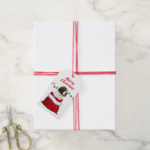 St. Bernard Puppy in Santa Bag Geschenkanhänger (Mit Garn)