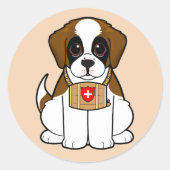 St. Bernard Puppy Runder Aufkleber (Vorderseite)