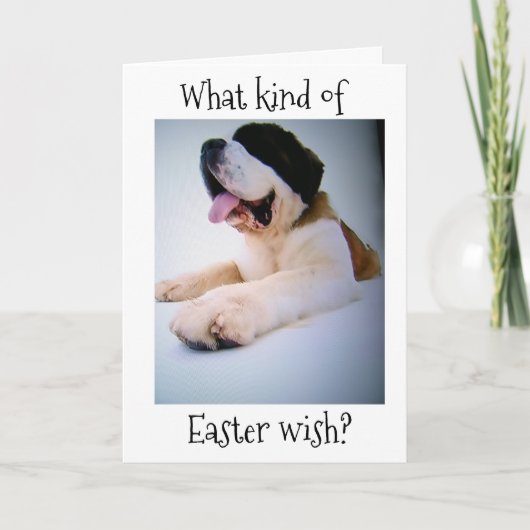 ST. BERNARD SENDET "HUGE" EASTER WISHES FEIERTAGSKARTE (Vorderseite)