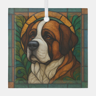 St. Bernard "Stains Glass" Ornament Aus Glas