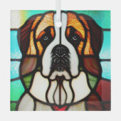 St. Bernard "Stains Glass" Ornament Aus Glas (Vorderseite)
