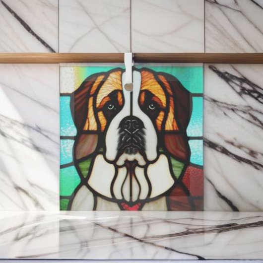 St. Bernard "Stains Glass" Ornament Aus Glas