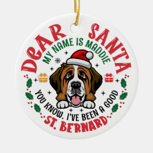 St. Bernard Swiss Dog Weihnachten Personalisiert Keramik Ornament