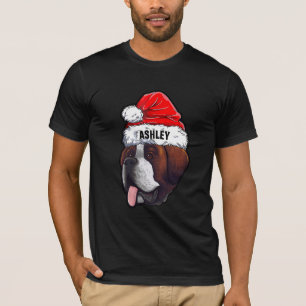 St. Bernard Terrier Christmas Hat Dog Big T-Shirt