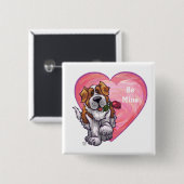 St. Bernard Valentinstag Button (Vorne & Hinten)