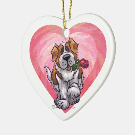 St. Bernard Valentinstag Keramik Ornament (Links)