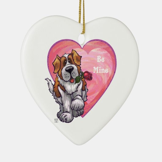 St. Bernard Valentinstag Keramikornament (Rechts)