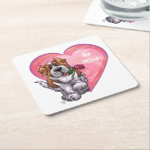St. Bernard Valentinstag Rechteckiger Pappuntersetzer (angewinkelt)