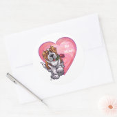 St. Bernard Valentinstag Runder Aufkleber (Umschlag)