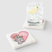 St. Bernard Valentinstag Steinuntersetzer (Seitenansicht)