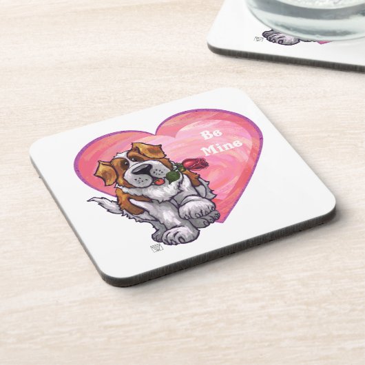 St. Bernard Valentinstag Untersetzer (Linke Seite)