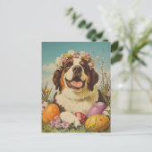 St. Bernard Vintag Oster Postkarte (Stehend Vorderseite)