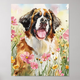 St. Bernard Wall Art Geschenk für Hunde Liebhaber  Poster