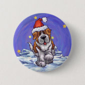 St. Bernard Weihnachten Button (Vorderseite)
