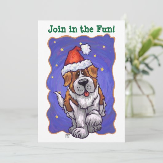 St. Bernard Weihnachten Einladung (Stehend Vorderseite)