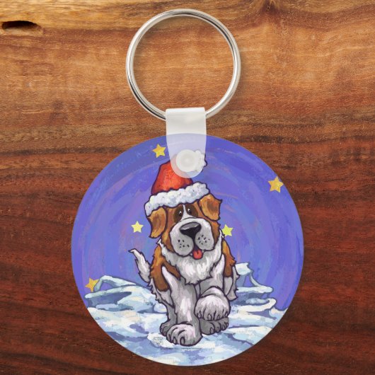 St. Bernard Weihnachten Schlüsselanhänger (Vorderseite)