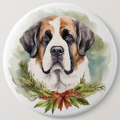 St. Bernard Weihnachtsfeiertag Button (Vorderseite)