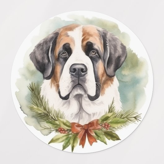 St. Bernard Weihnachtsfeiertag Etiketten (Design 2)