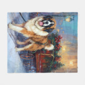 St. Bernard Weihnachtsfeiertag Fleecedecke (Vorderseite (Horizontal))