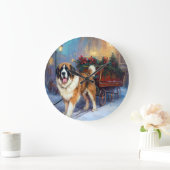 St. Bernard Weihnachtsfeiertag Große Wanduhr (Zuhause)