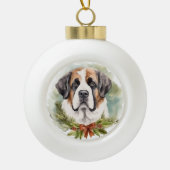 St. Bernard Weihnachtsfeiertag Keramik Kugel-Ornament (Vorderseite)
