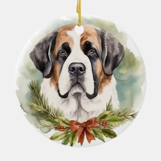St. Bernard Weihnachtsfeiertag Keramik Ornament (Hinten)