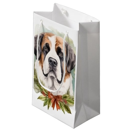 St. Bernard Weihnachtsfeiertag Kleine Geschenktüte (Vorderseite Schrägansicht)
